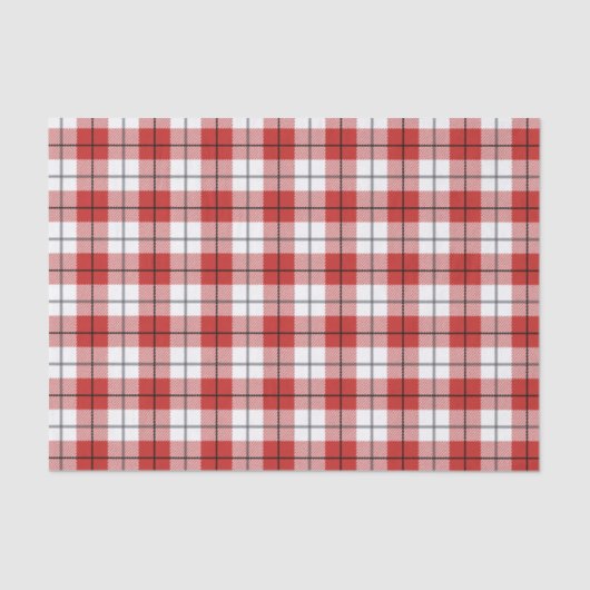 Papier Mousseline Rustique Pays Rouge Blanc et noir Flannel Motif (Recto)