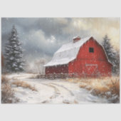 Papier Mousseline Rustique Red Grange Hiver Art Découpage Pittoresqu (Recto)