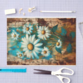 Papier Mousseline Rustique Shabby Chic Fleurs Blanches Découpage DB4 (Artisanat)