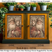 Papier Mousseline Rustique traditionnel Père Noël, Reindeer DT9R Déc