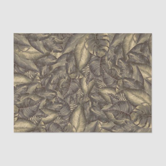 Papier Mousseline Rustique Tropical Feuille Botanique Élégant Vintag (Recto)