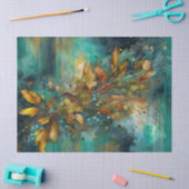 Papier Mousseline Rustique Turquoise automne Sprig feuille floral (Artisanat)