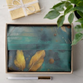 Papier Mousseline Rustique Turquoise automne Sprig feuille floral (Cadeau)