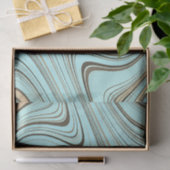Papier Mousseline Rustique Turquoise et Or Courbe (Cadeau)