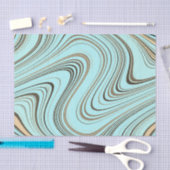 Papier Mousseline Rustique Turquoise et Or Courbe (Artisanat)