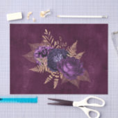 Papier Mousseline Rustique violet or Graphique floral (Artisanat)