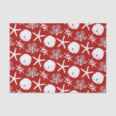 Papier Mousseline Sable de Noël côtier Dollar Starfish Rouge (Recto)