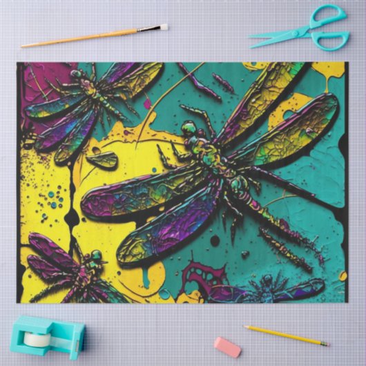 Papier Mousseline Sac cadeau aux libellules (Artisanat)