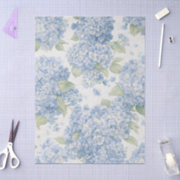 Papier Mousseline Sac cadeau floral Hydrangea Bleu