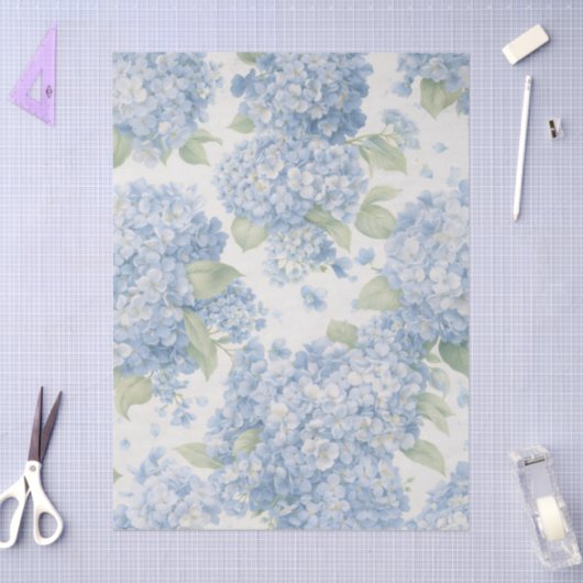 Papier Mousseline Sac cadeau floral Hydrangea Bleu (Artisanat)