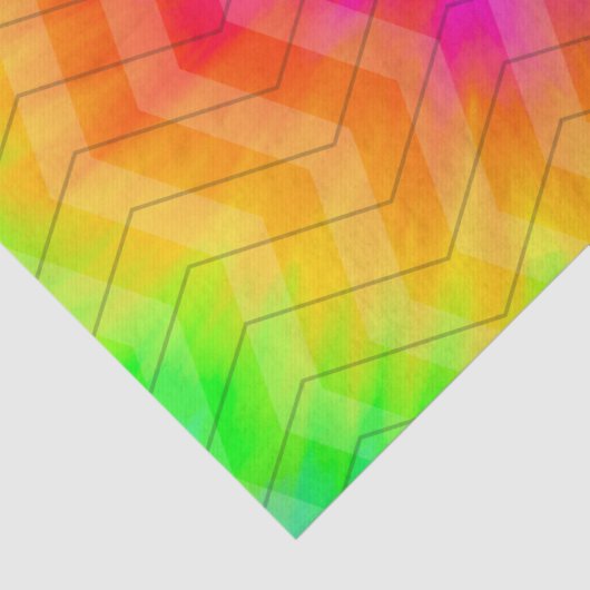 Papier Mousseline Sac cadeau Neon Rainbow Herringbone (Détail)