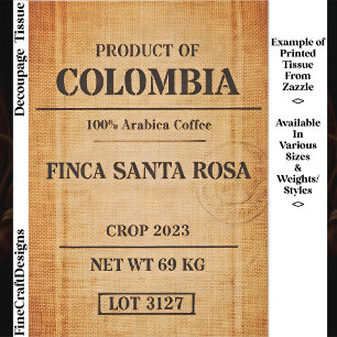 Papier Mousseline Sac en toile de jute de café colombien rustique FC