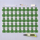 Papier Mousseline Sacs argent vert papier motif (Artisanat)