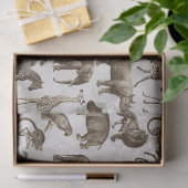 Papier Mousseline Safari Animaux sur Découpage gris clair (Cadeau)