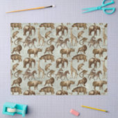 Papier Mousseline Safari Animaux sur Découpage vert clair (Artisanat)
