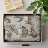 Papier Mousseline Safari Animaux sur Découpage vert clair (Cadeau)