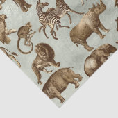 Papier Mousseline Safari Animaux sur Découpage vert clair (Détail)