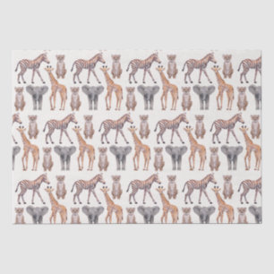 Papier Mousseline Safari Baby Animals Motif