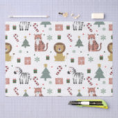 Papier Mousseline Safari de Noël moderne Animaux Tiger Lion Zebra (Artisanat)