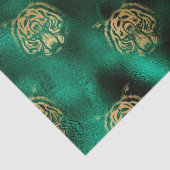 Papier Mousseline Safari élégant vert et or Wild Tiger Face (Détail)