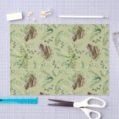 Papier Mousseline Sage d'herbes sauvages avec oiseaux Aquarelle Papi (Artisanat)