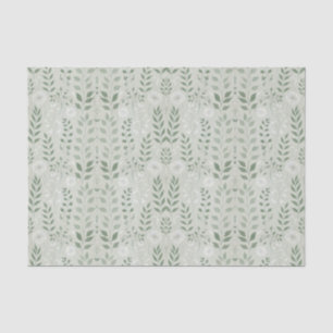 Papier Mousseline Sage et Dandelions vert