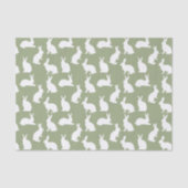 Papier Mousseline Sage Green And White Bunny Pattern Stylish Easter (Recto)