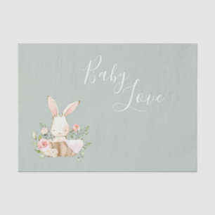 Papier Mousseline Sage Green Baby Love Script Élégant Baby shower