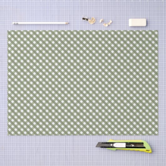 Papier Mousseline Sage Green En vichy Motif (Artisanat)