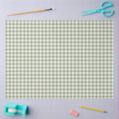 Papier Mousseline Sage Green En vichy Neutre Elegant Checks Motif (Artisanat)