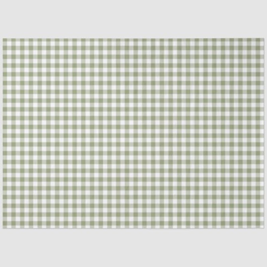 Papier Mousseline Sage Green En vichy Neutre Elegant Checks Motif (Recto)