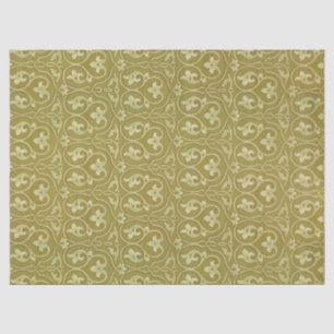 Papier Mousseline Sage Green et Gold Art Nouveau Motif