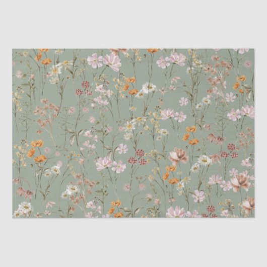 Papier Mousseline Sage Green Fleur sauvage Boho Bloom Garden Boho (Recto)