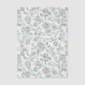 Papier Mousseline Sage Green Floral Vintage Toile Pattern  (Recto)