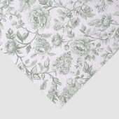 Papier Mousseline Sage Green Floral Vintage Toile Pattern  (Détail)
