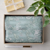 Papier Mousseline Sage Green Silk Drapes & Flamants roses Fleurs (Cadeau)