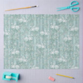 Papier Mousseline Sage Green Silk Drapes & Flamants roses Fleurs (Artisanat)