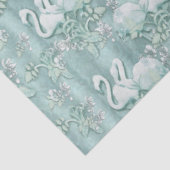 Papier Mousseline Sage Green Silk Drapes & Flamants roses Fleurs (Détail)