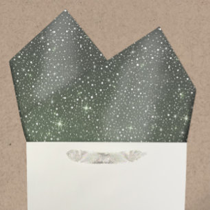 Papier Mousseline Sage Rustique Green & Galaxy Stars Falling Snow