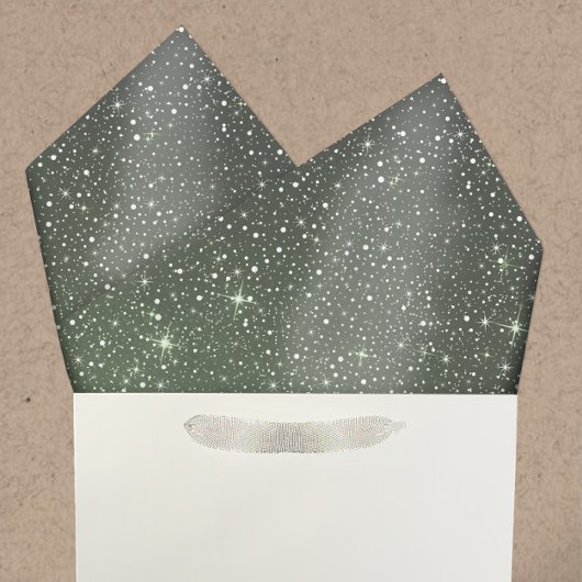 Papier Mousseline Sage Rustique Green & Galaxy Stars Falling Snow