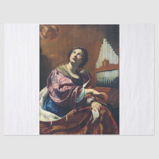 Papier Mousseline Saint Cecilia par Simon Vouet (Recto)