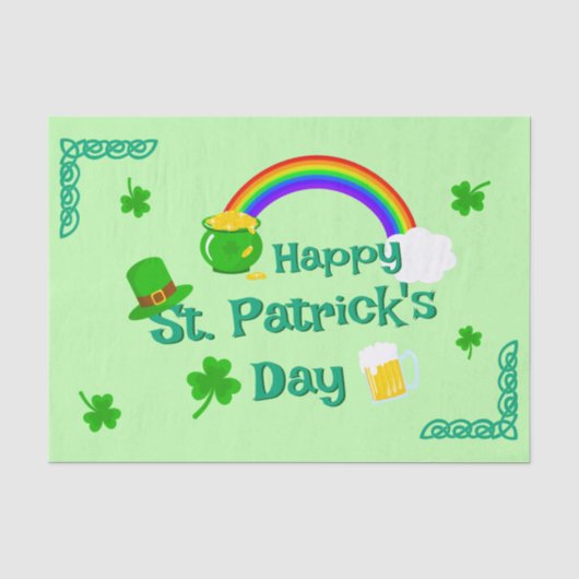 Papier Mousseline Saint Patrick's Day Shamrock Pot of Gold Celtic Kn (Recto)