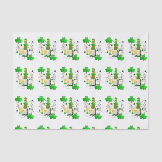 Papier Mousseline Saint Patrick's Day Tissue Paper Clover Wine (Recto)