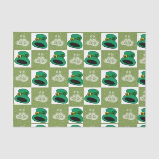 Papier Mousseline Saint Patrick's Day Tissue Paper Coeurs Casquette (Recto)