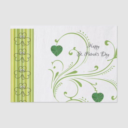 Papier Mousseline Saint Patrick's Day Tissue Paper Shamrock Floral (Recto)