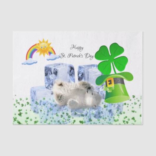 Papier Mousseline Saint Patrick's Day Tissue Papier Polaire Ours (Recto)