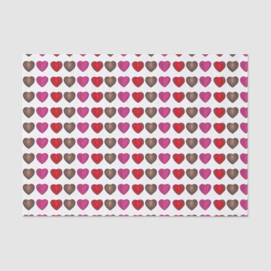 Papier Mousseline Saint Valentin Chocolat Coeur rose Rouge Brown (Recto)