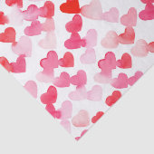 Papier Mousseline Saint Valentin Coeurs d'aquarelle rouge et rose (Détail)