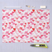 Papier Mousseline Saint Valentin Coeurs d'aquarelle rouge et rose (Artisanat)