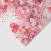 Papier Mousseline Saint Valentin Coeurs rose et rouge et ruban (Détail)